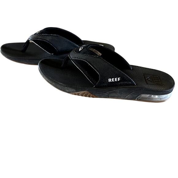 Reef Fanning black thong, flip flops, slip on sandals, Kids size 2 - Picture 4 of 6